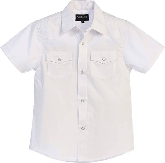 Boys Ramsey Pearl Snap White Western Shirt