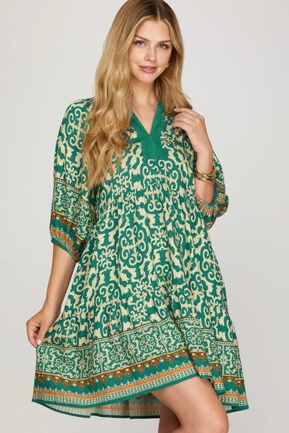 Pomona Boho Emerald Dress
