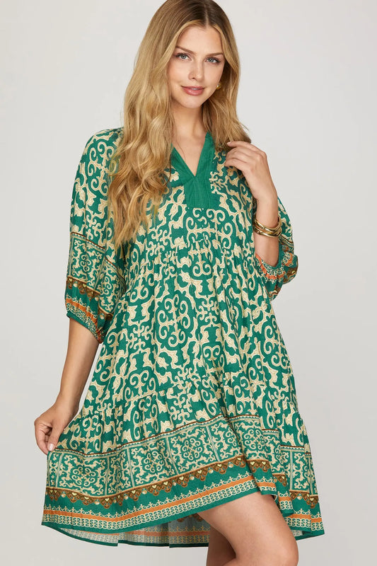 Pomona Boho Emerald Dress