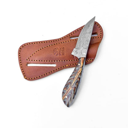 Titan Pine Cone Skinner Knife with Leather Bolster