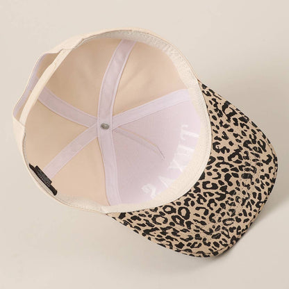 Leopard Texas Embroidered White Stitch Hat