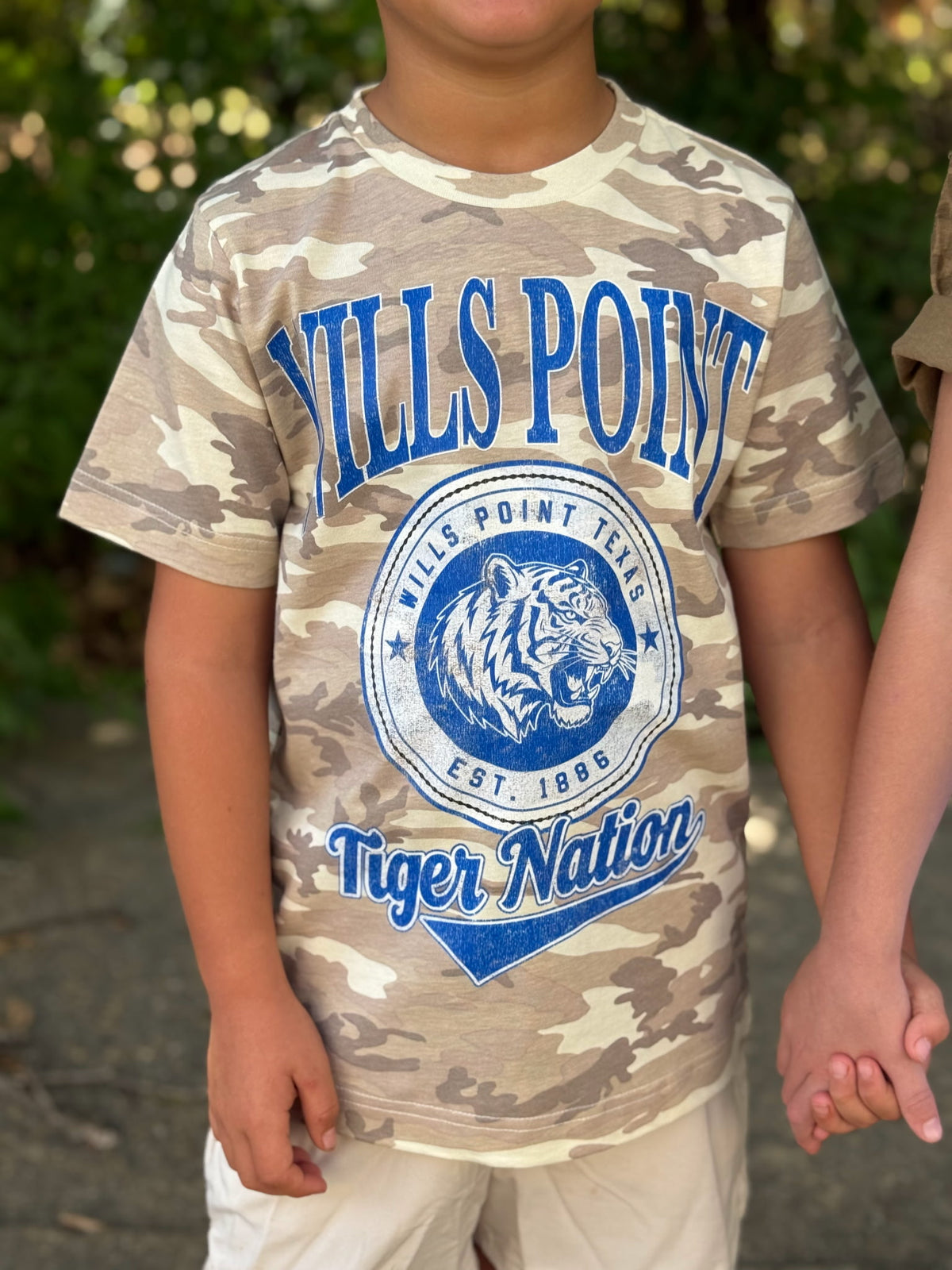 Kids Wills Point Tigers Vintage Badge Mascot Tee