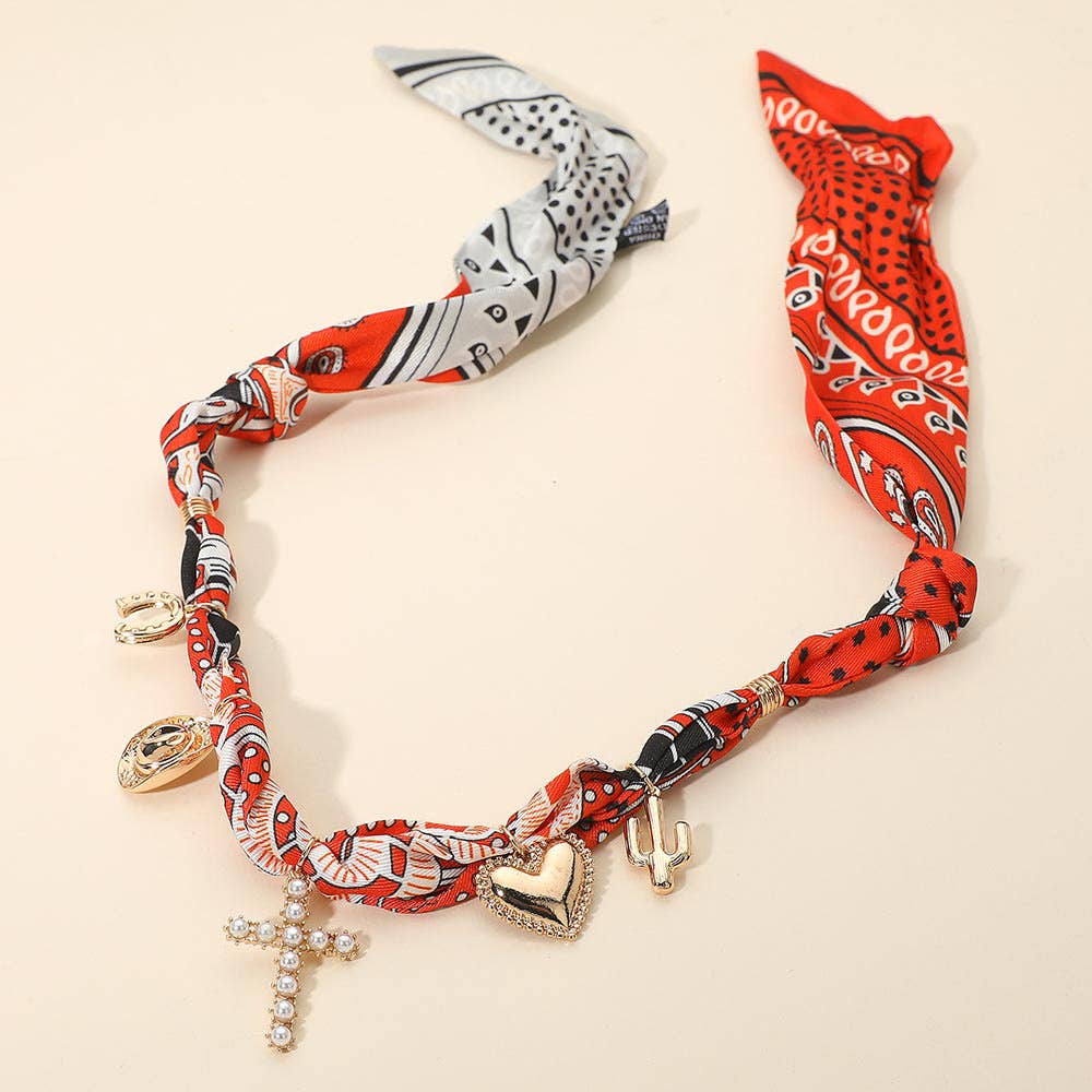 Jolene Scarf Western Charm Orange Necklace