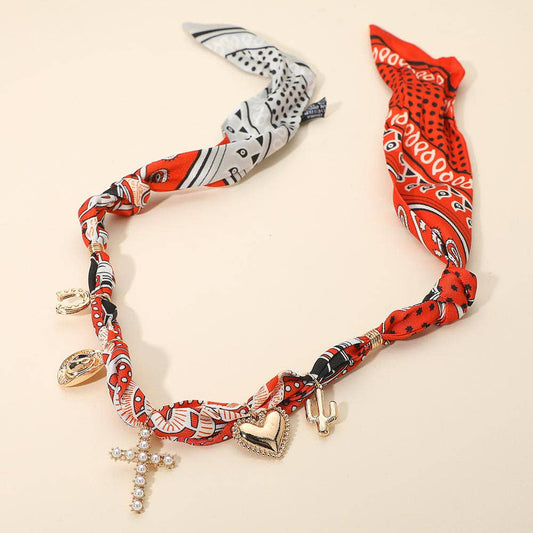 Jolene Scarf Western Charm Orange Necklace