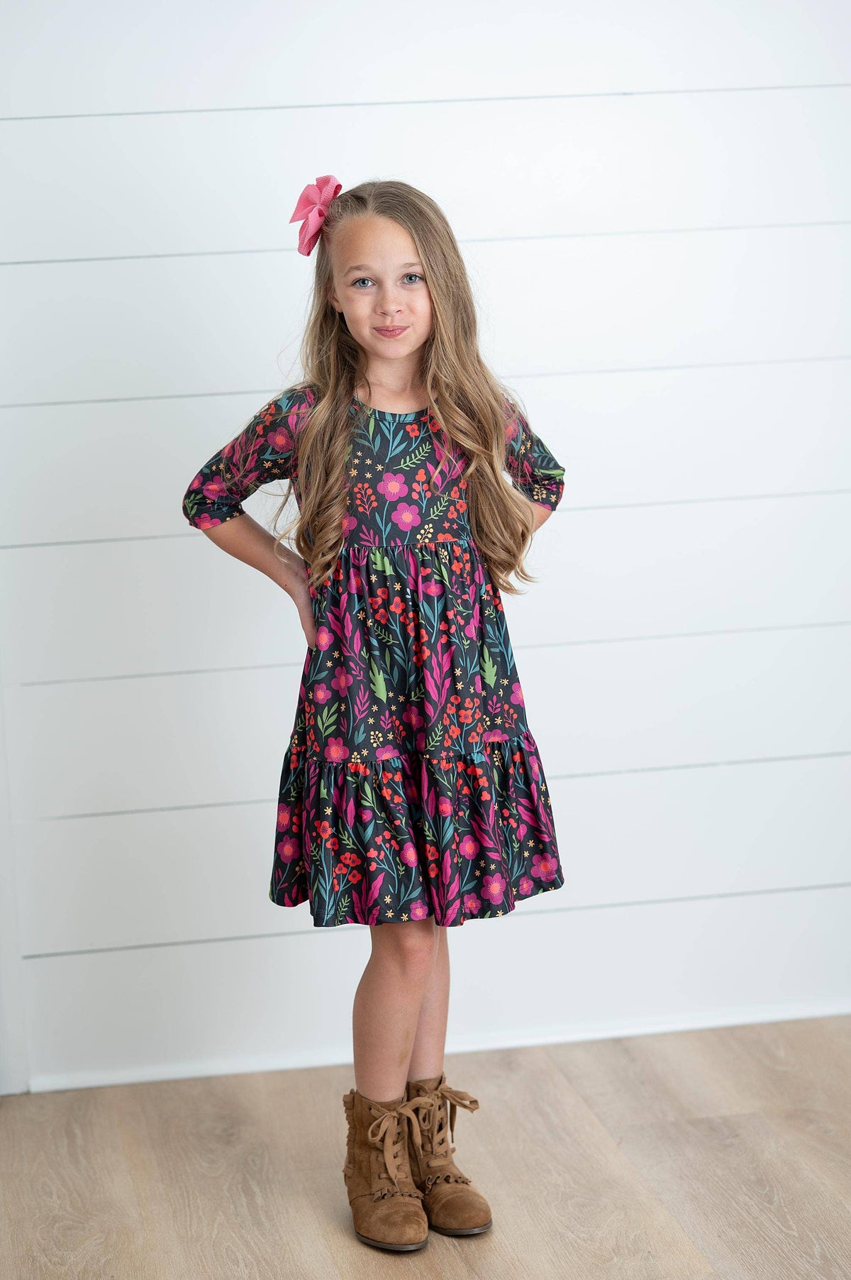 Girls Midnight Floral Dress