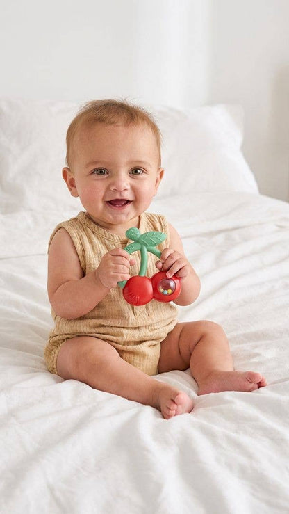 Itzy Ritzy Bitzy Shake™ - Silicone Teether with Rattle: Cherries