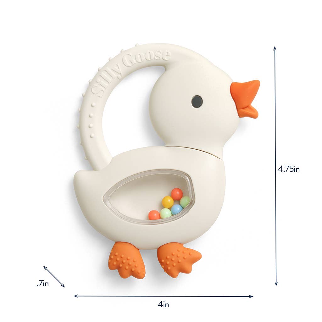 Itzy Ritzy Bitzy Shake™ - Silicone Teether with Rattle: Goose