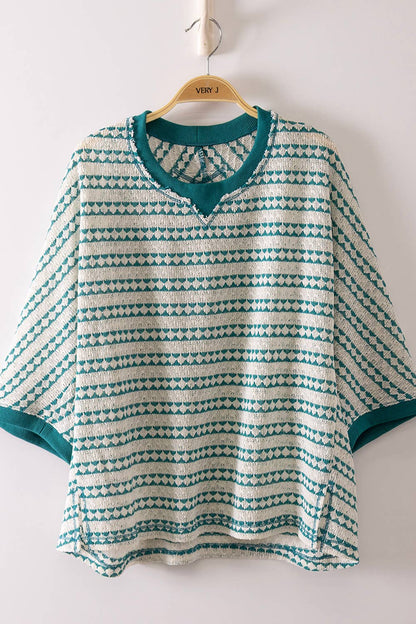 Finley Oversized Striped Open Knit Tee