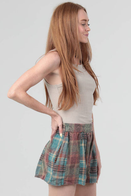 Mixed Plaid Shorts