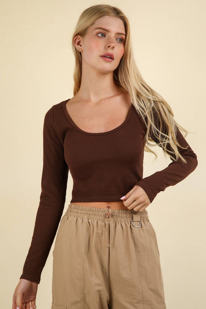 Central Ribbed Long Sleeve Crop