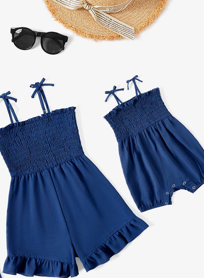 Baby & Youth Girls Navy Smocked Romper