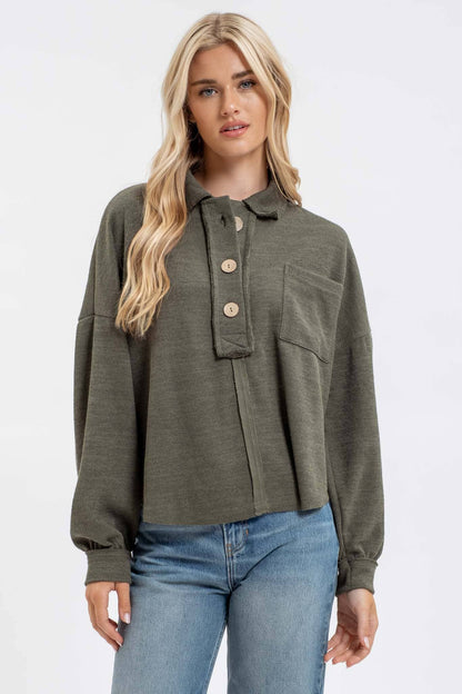 Versailles Collared Button Top