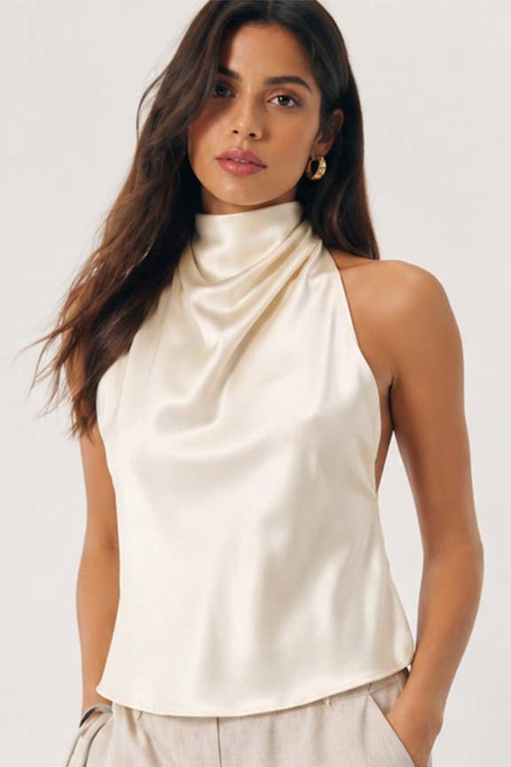 Autumn Satin Halter Blouse