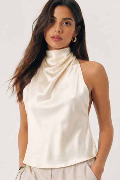 Autumn Satin Halter Blouse
