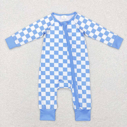 Baby Boys Checkered Sky Blue Sleeper