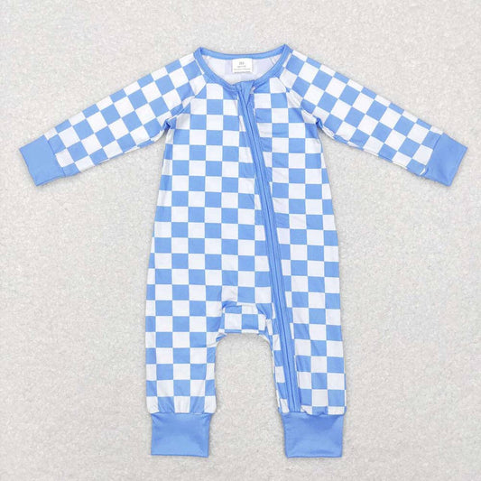 Baby Boys Checkered Sky Blue Sleeper