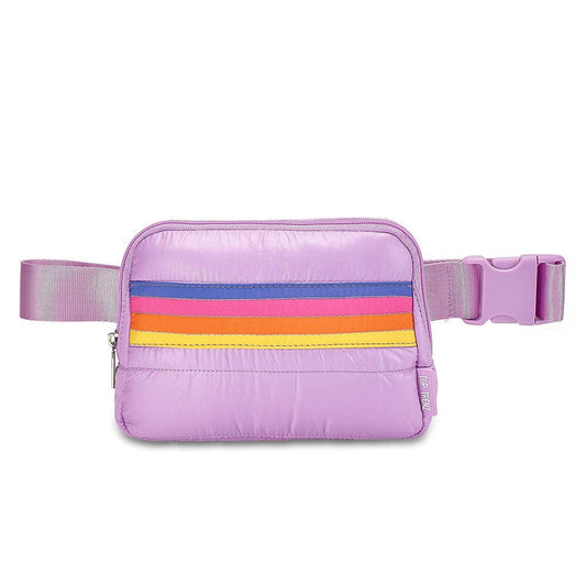 Girls Retro Purple Puffer Belt Bag