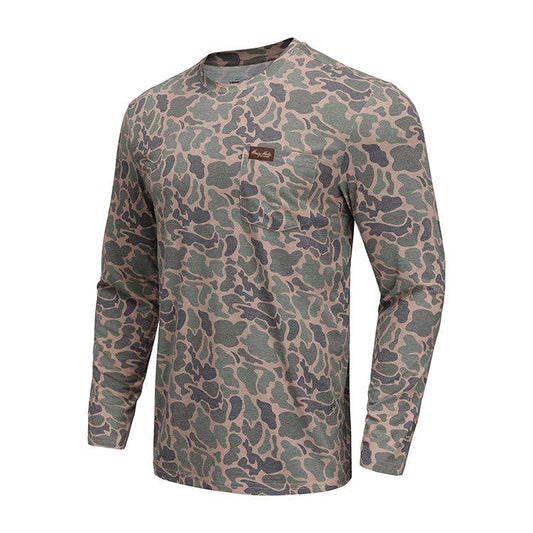 Mens Honey Hole Performance Longsleeve Duck Camo Tee