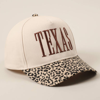 Leopard Texas Embroidered Brown Stitch Hat