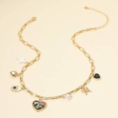 Arwen Butterfly Heart Charm Black Necklace