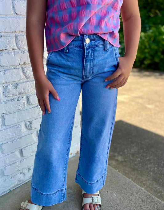 Girls Kancan Darla LW Crop Wide Leg Jeans