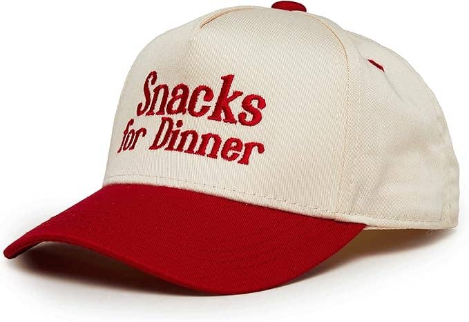 Boys Snacks for Dinner Embroidered Red Hat