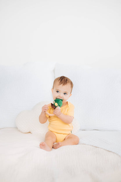 Baby Mallard Duck Wooden & Plush Baby Teether