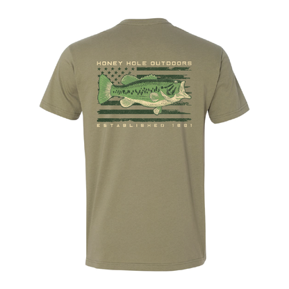 Mens Honey Hole Bass Flag Tee