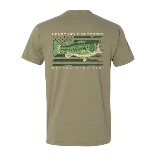 Mens Honey Hole Bass Flag Tee
