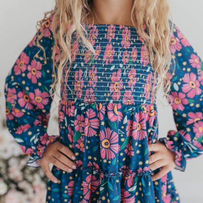 Girls Gracie Teal & Pink Flower Power Dress