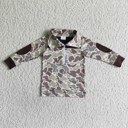 Boys Duck Camo Tan Pullover