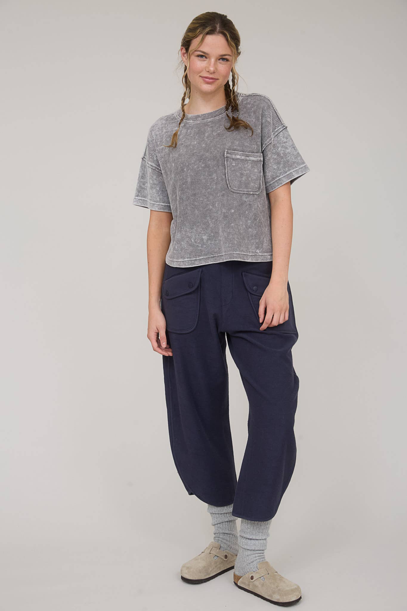 Raquel Mineral Ribbed Pocket Tee
