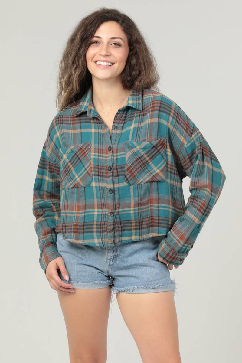 Korbyn Cropped Flannel Buttondown