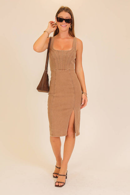 Eloise Tan Denim Dress