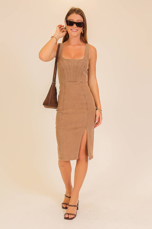 Eloise Tan Denim Dress