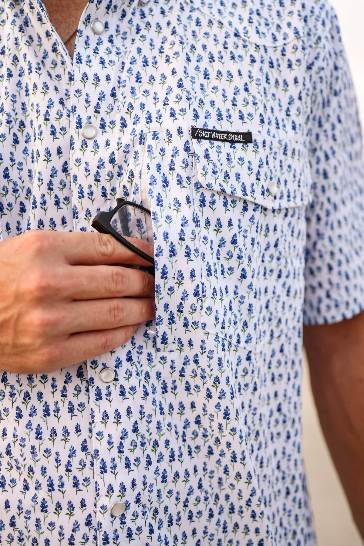 Mens Salt Water Soul Blue Bonnet Fishing Shirt