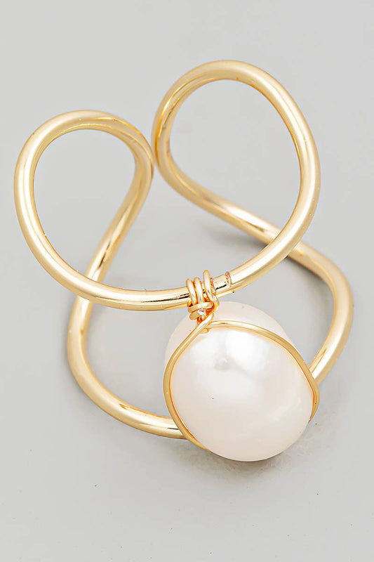 St Malo Pearl Egg Adjustable Ring