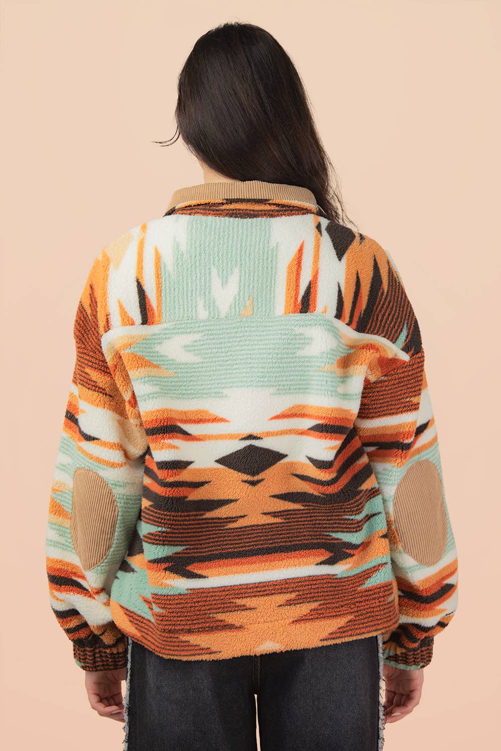 Aztec Quarterzip Fuzzy Tan Pullover