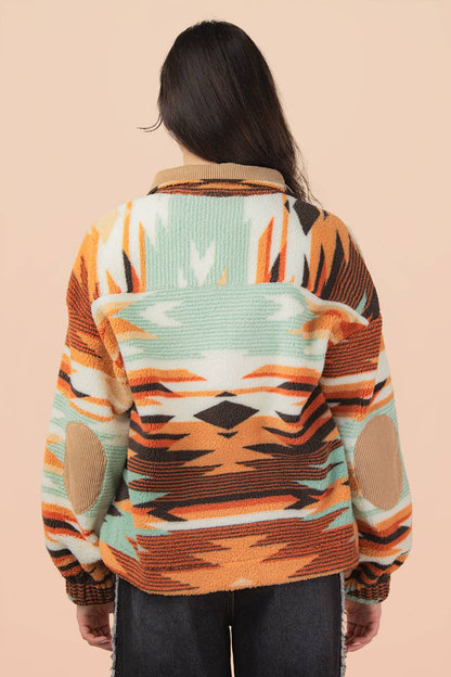 Aztec Quarterzip Fuzzy Tan Pullover