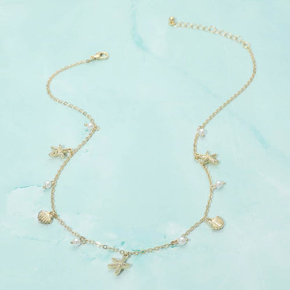 Darya Dainty Pearl Seashell Charm Necklace