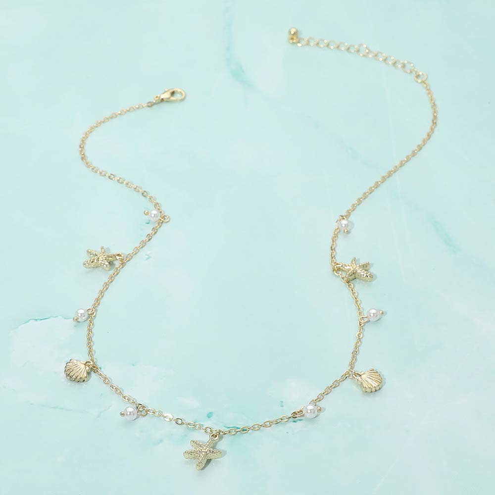 Darya Dainty Pearl Seashell Charm Necklace