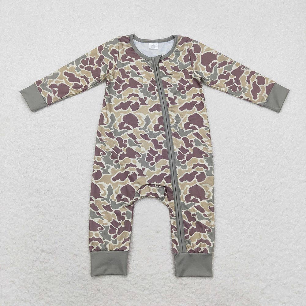 Baby Boys Bamboo Duck Camo Tan Sleeper