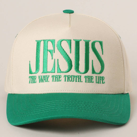 Jesus Embroidered Green Hat