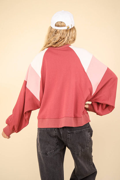 Color Block Raglan Sweatshirt