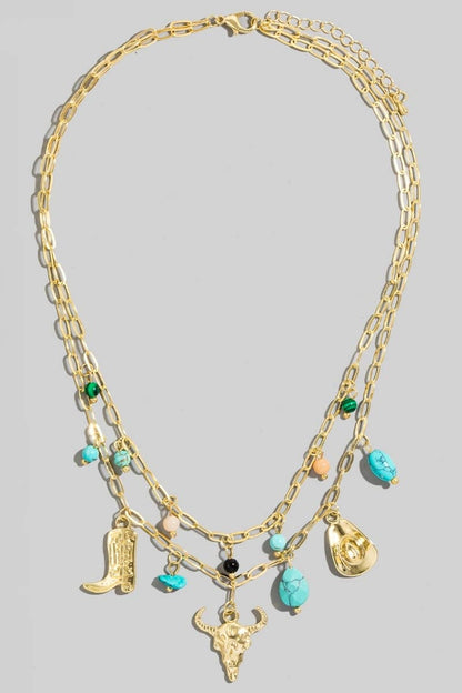 Laramie Turquoise Layered Charm Necklace