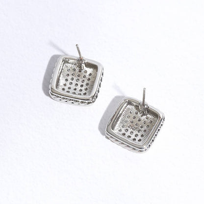 Gracie Two-Toned Square Crystal Stud Earrings