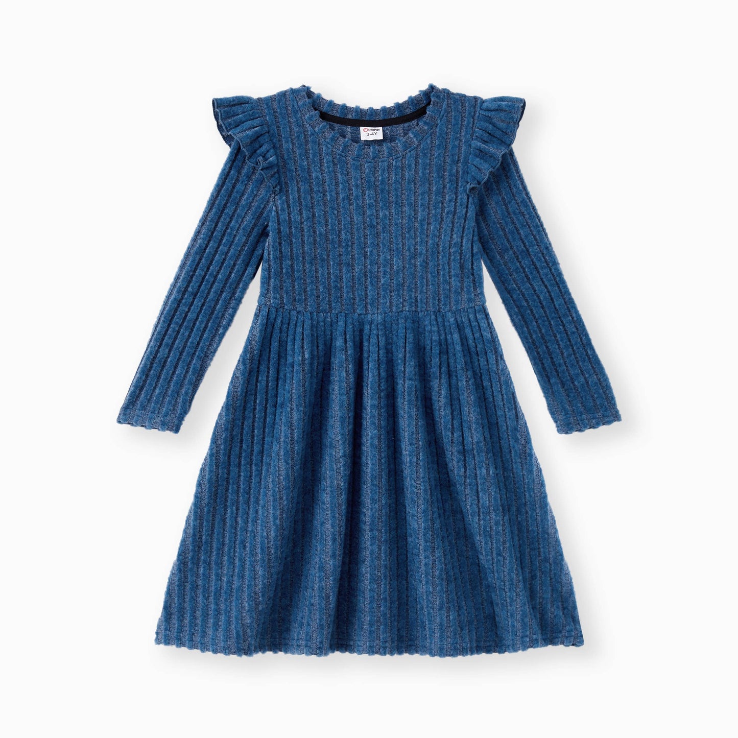 Girls Indigo Ribbed Dress