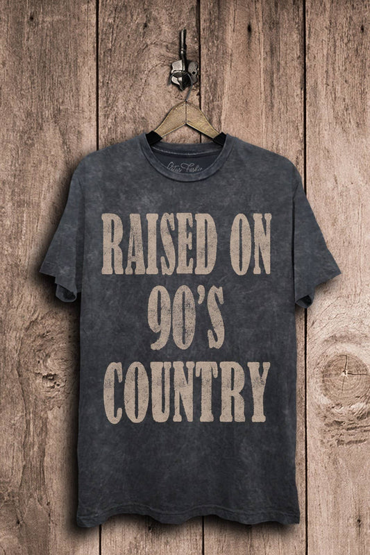 Raised on 90s Country Boyfriend Charcoal Tee