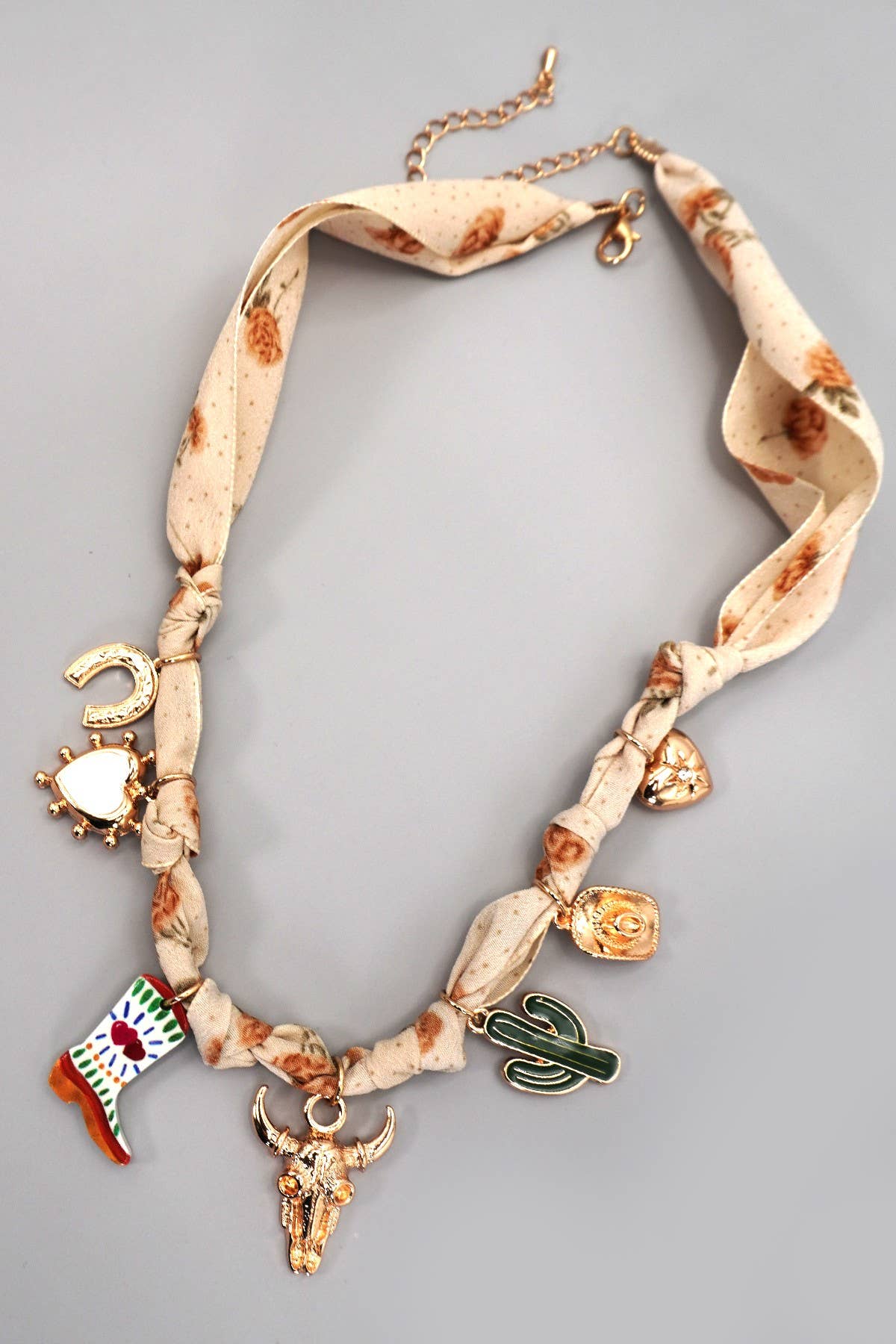 Jolene Scarf Western Charm Khaki Flower Necklace