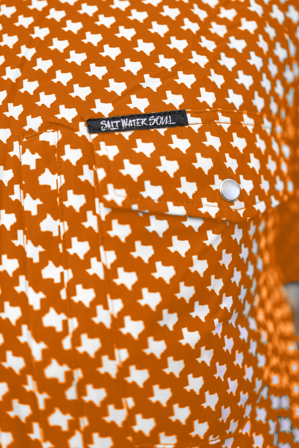Mens Salt Water Soul TX Pearl Snap Austin Orange Fishing Shirt